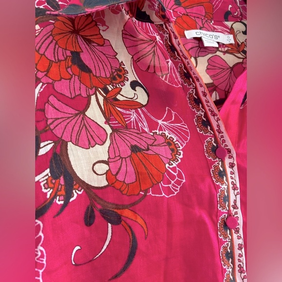 Chico's Vibrant Pink and Red Floral Top - Picture 4 of 6